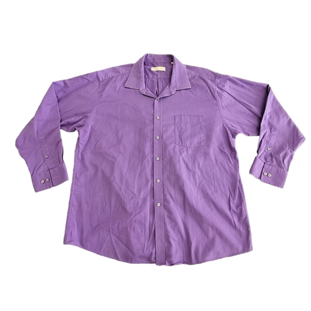 Men's Michael Kors Regular Fit Button Front Long Sleeves Purple Shirt